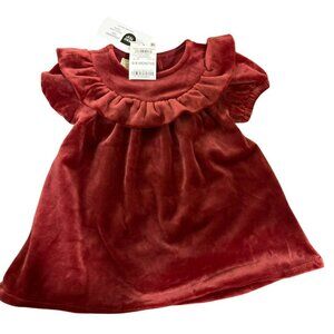 First Impressions Rust Velvet Baby Girl Ruffle Dress 6-9 Months NWT